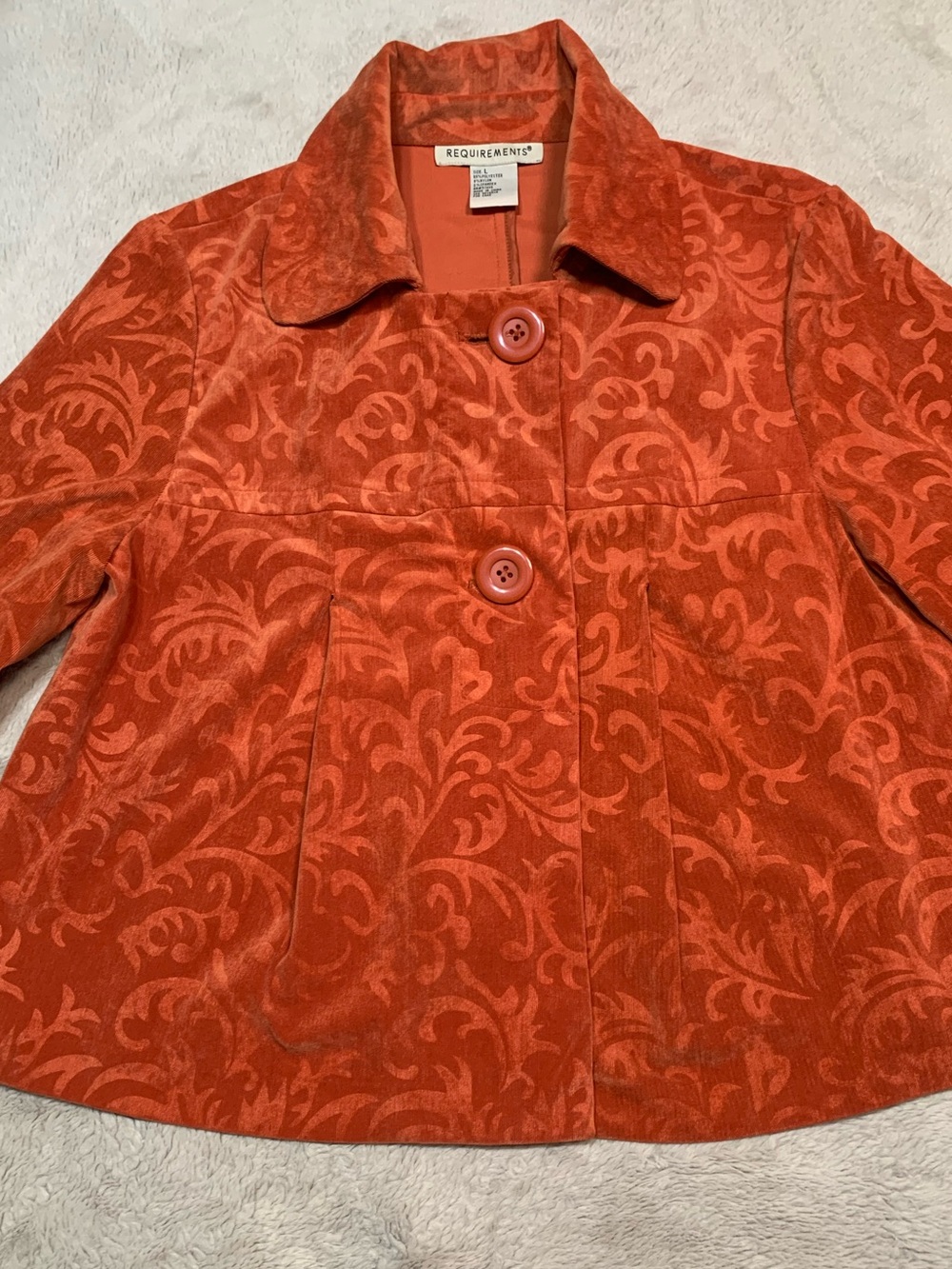 Requirements Orange Jacquard Button-Front Pea Coat